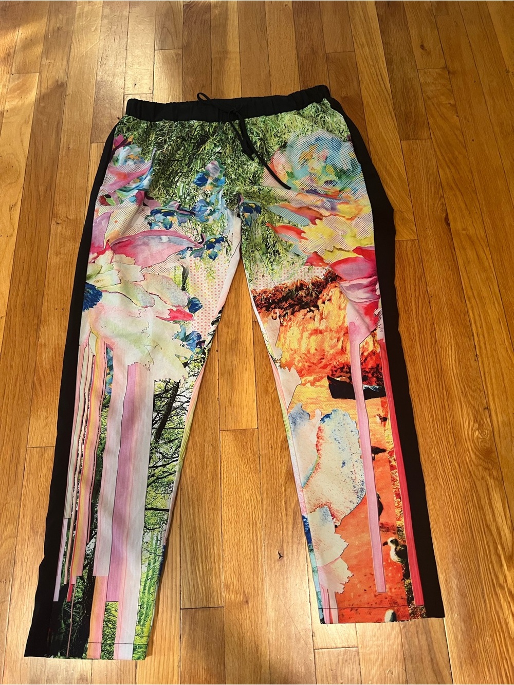 Clover Canyon Multicolor Abstract Print Leggings with Black Side Panels